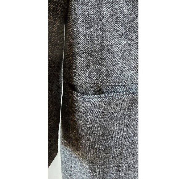 Banana Republic x Emmetex Black and White Herringbone Wool Lined Topcoat XS 0 2 - Picture 4 of 10